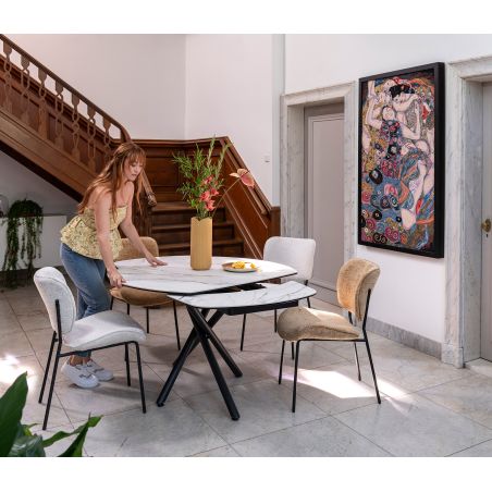 Preston, table a rallonge 120 (+ 2 x 30) x 90 cm - pied central - ceramique sur verre - Henders and Hazel