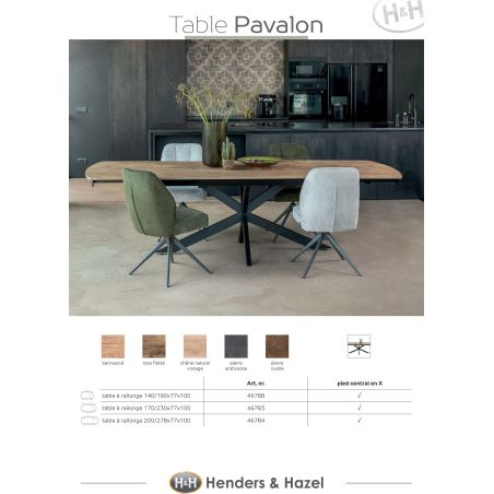 Pavalon, table a rallonge 170 (+ 60) x 100 cm - Henders and Hazel