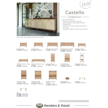 Castello, buffet bas 240 cm - 3-portes + 1-porte rabattante - Henders and Hazel
