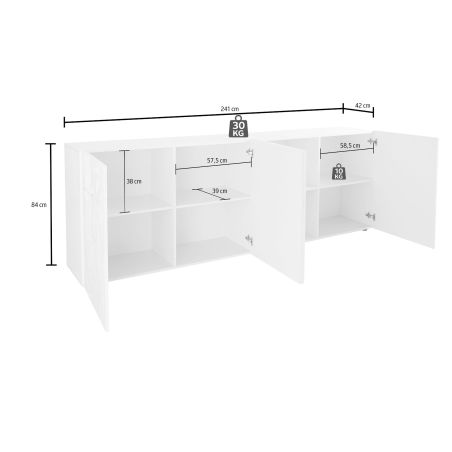 Buffet 4 portes CARO BLANC 241 cm