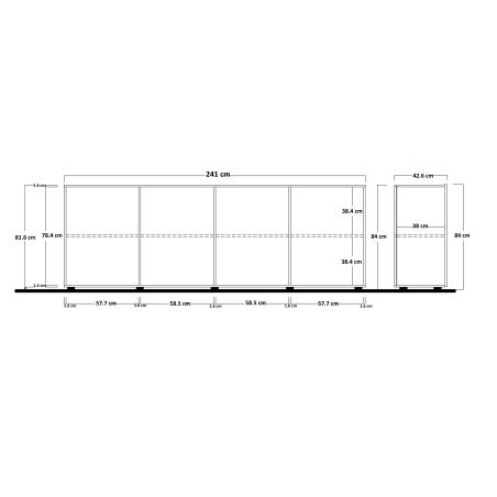 Buffet 4 portes CARO BLANC 241 cm