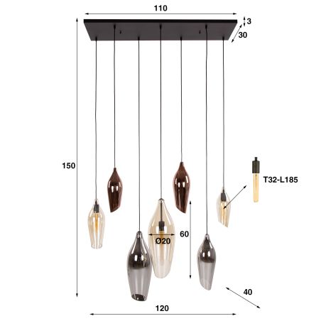 Suspension COCOON avec 7 ampoules incluses