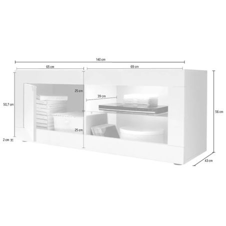 Meuble TV 1 porte BERGAME BLACK en coloris noir mat et pero