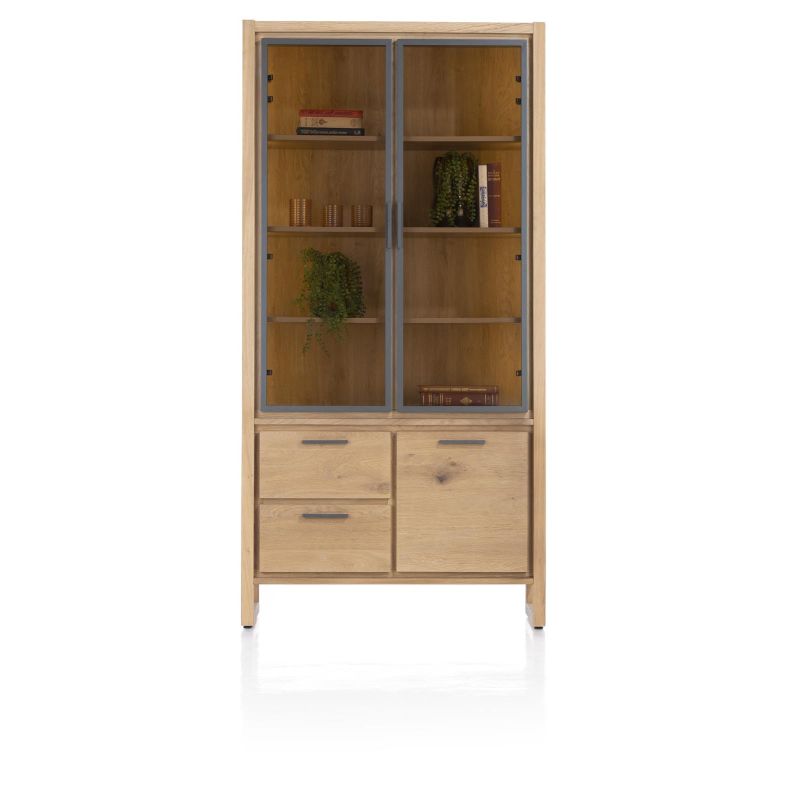 Nystead, vitrine 100 cm. - 2-portes de verres + 1-tiroirs + 1-niche (+ LED) - Henders and Hazel