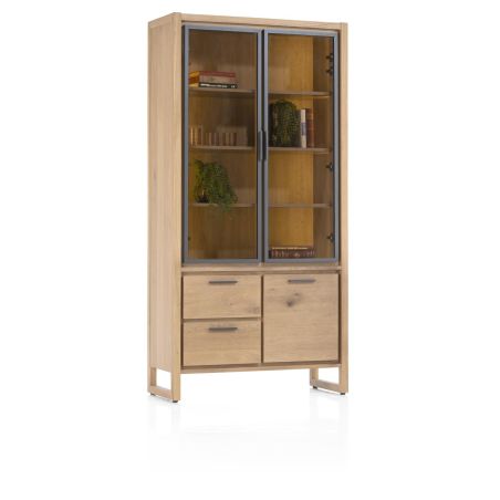 Nystead, vitrine 100 cm. - 2-portes de verres + 1-tiroirs + 1-niche (+ LED) - Henders and Hazel