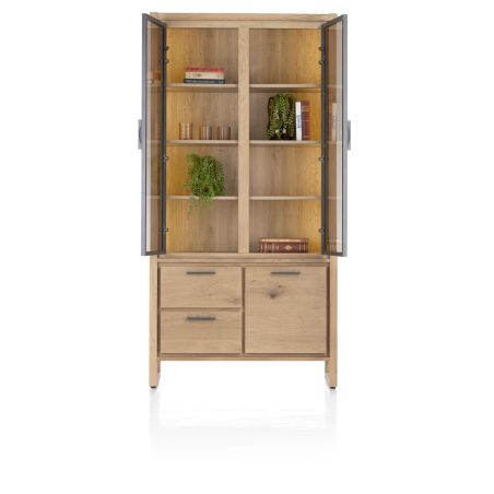 Nystead, vitrine 100 cm. - 2-portes de verres + 1-tiroirs + 1-niche (+ LED) - Henders and Hazel