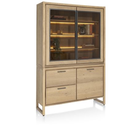 Nystead, vaisselier 140 cm. - 1-porte + 2-portes verres + 2-tiroirs (+ LED) - Henders and Hazel