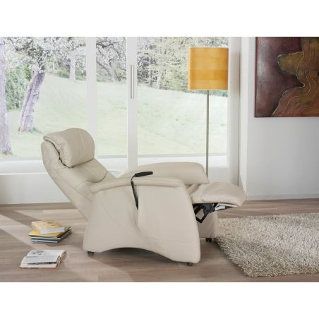 Fauteuil relax électrique H 109 cm en cuir QUATUOR 9721 avec lift de la marque HIMOLLA
