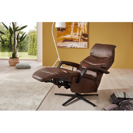 Fauteuil relax électrique en cuir EASY SWING 7050 taille L de la marque HIMOLLA