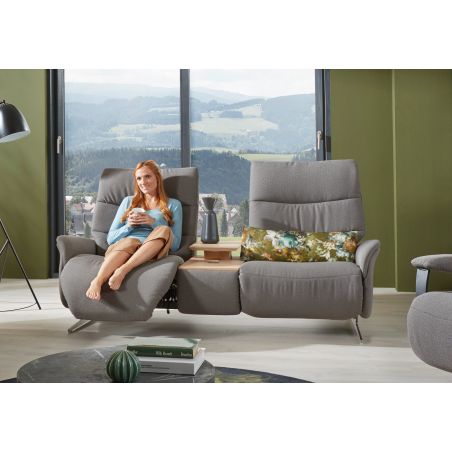 Canapé 2 places 198 cm en tissu CUMULY COMFORT 4051 avec 2 relax manuels et table intermédiaire de la marque HIMOLLA