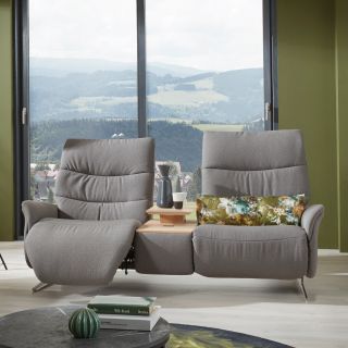 Canapé 2 places 198 cm en tissu CUMULY COMFORT 4051 avec 2 relax électriques et table intermédiaire de la marque HIMOLLA