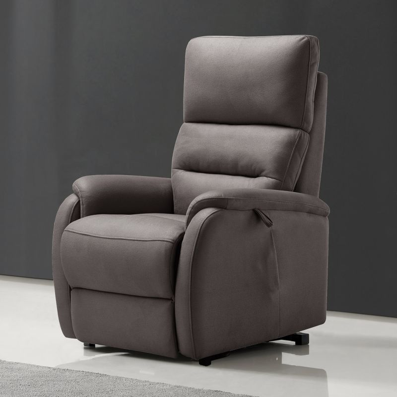 Fauteuil relax électrique en tissu gris ATHENA 4 moteurs avec lift