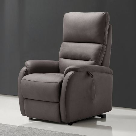 Fauteuil relax électrique en tissu gris ATHENA 4 moteurs avec lift