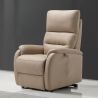 Fauteuil relax électrique en tissu beige mastic ATHENA 4 moteurs avec lift