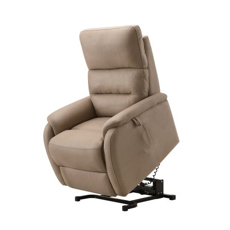Fauteuil relax électrique en tissu beige mastic ATHENA 4 moteurs avec lift