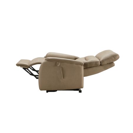 Fauteuil relax électrique en tissu beige mastic ATHENA 4 moteurs avec lift