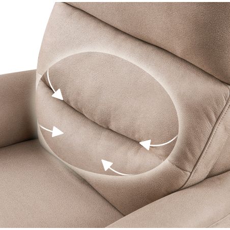 Fauteuil relax électrique en tissu beige mastic ATHENA 4 moteurs avec lift