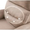 Fauteuil relax électrique en tissu beige mastic ATHENA 4 moteurs avec lift