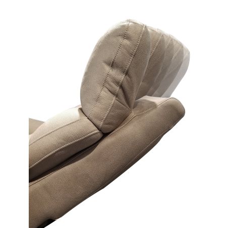 Fauteuil relax électrique en tissu beige mastic ATHENA 4 moteurs avec lift