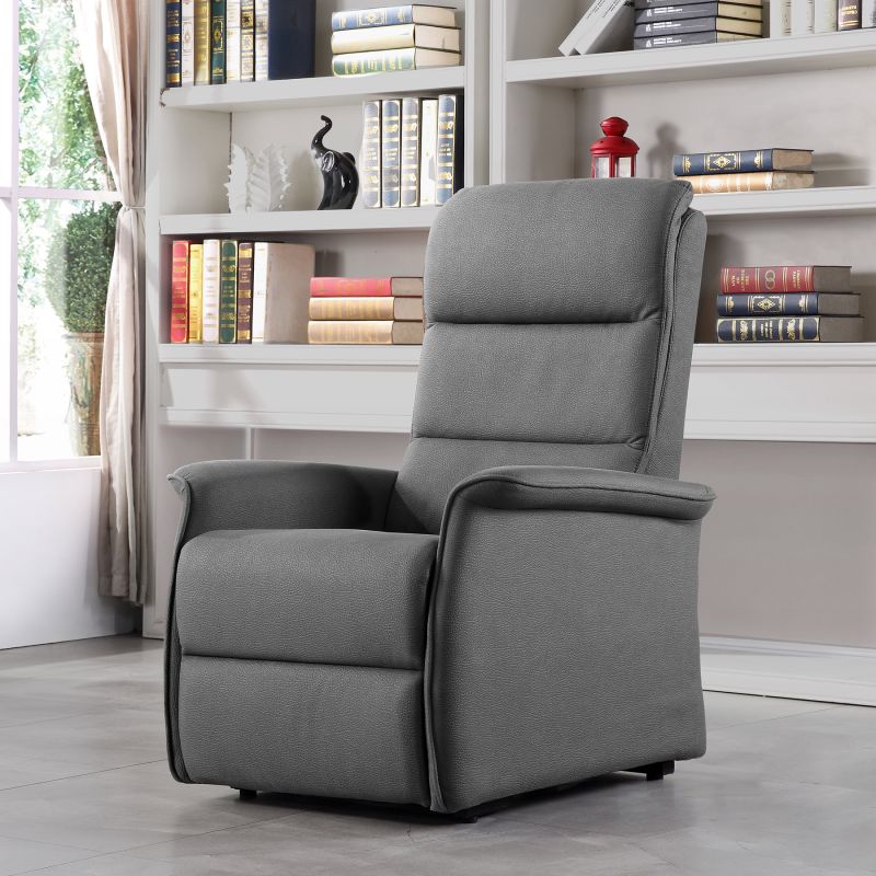 Fauteuil relax électrique 2 moteurs VERONE en tissu gris foncé avec lift
