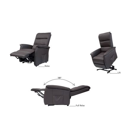 Fauteuil relax électrique 2 moteurs VERONE en tissu gris foncé avec lift