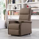 Fauteuil relax électrique 2 moteurs VERONE en tissu brun avec lift