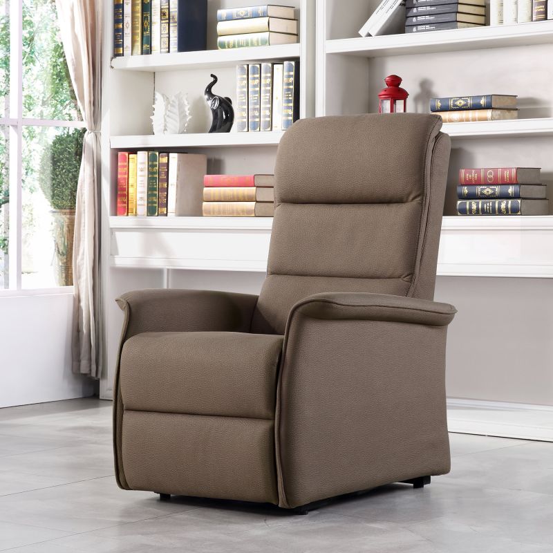 Fauteuil relax électrique 2 moteurs VERONE en tissu brun avec lift