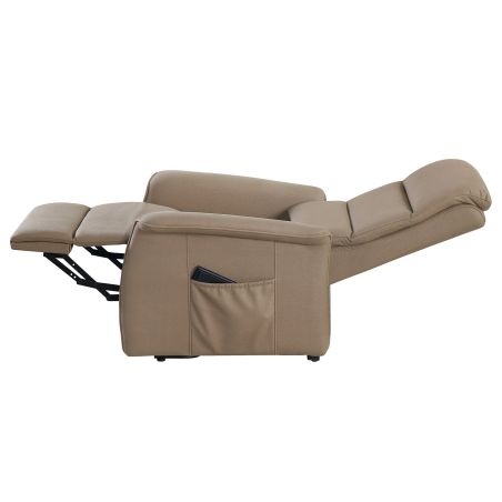 Fauteuil relax électrique 2 moteurs VERONE en tissu taupe avec lift