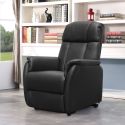 Fauteuil relax électrique HARLOW en cuir pvc noir avec lift