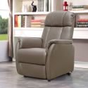Fauteuil relax électrique HARLOW en cuir pvc taupe avec lift