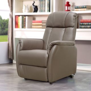 Fauteuil relax électrique HARLOW en cuir pvc taupe avec lift