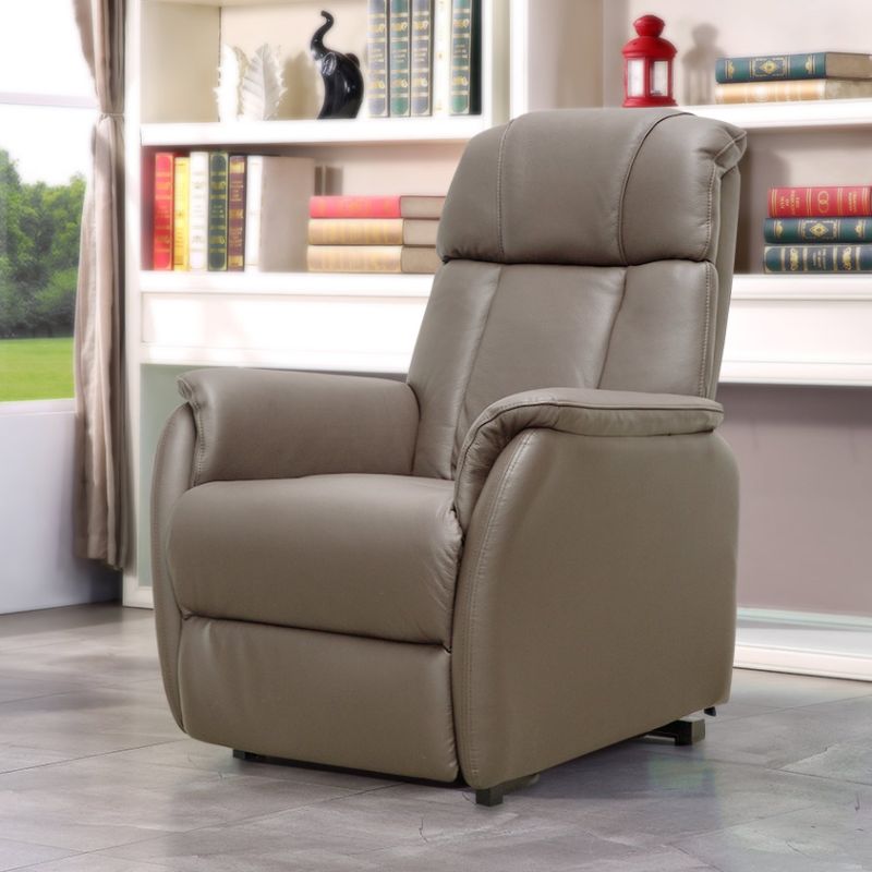 Fauteuil relax électrique HARLOW en cuir pvc taupe avec lift