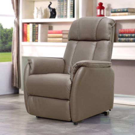 Fauteuil relax électrique HARLOW en cuir pvc taupe avec lift