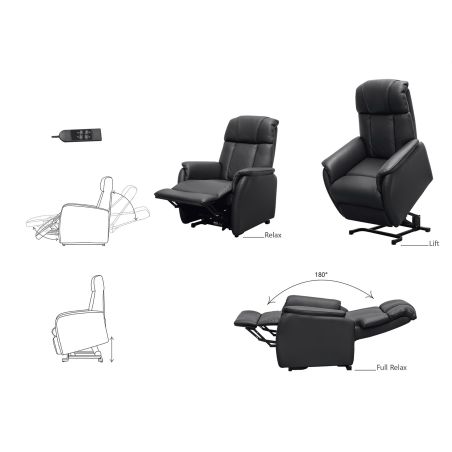 Fauteuil relax électrique HARLOW en cuir pvc taupe avec lift