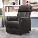 Fauteuil relax électrique HARLOW en cuir pvc chocolat avec lift