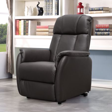 Fauteuil relax électrique HARLOW en cuir pvc chocolat avec lift