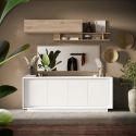 Buffet 207 cm 4 portes ANABELLA 2 BLANC MAT