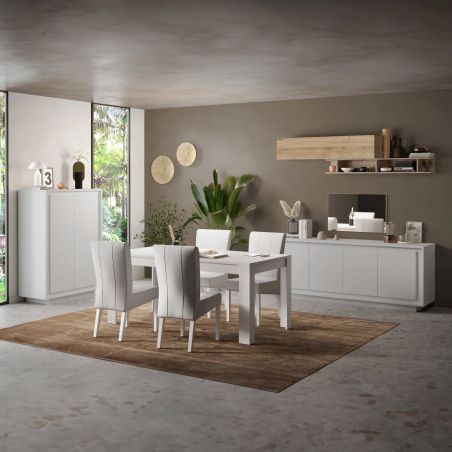 Buffet 207 cm 4 portes ANABELLA 2 BLANC MAT