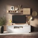 Meuble TV 2 portes 1 tiroir et 1 niche ANABELLA 2 BLANC MAT