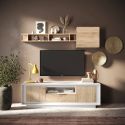 Meuble TV 2 portes 1 tiroir et 1 niche ANABELLA 2 BLANC CADIZ