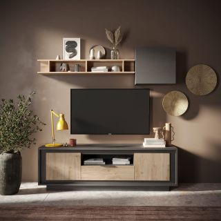 Meuble TV 2 portes 1 tiroir et 1 niche ANABELLA 2 LAVE CADIZ