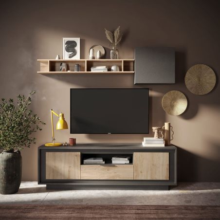 Meuble TV 2 portes 1 tiroir et 1 niche ANABELLA 2 LAVE CADIZ