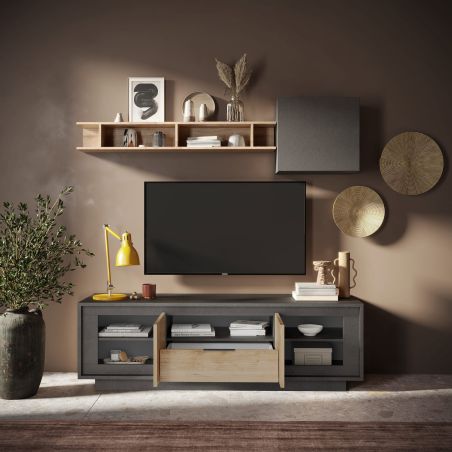 Meuble TV 2 portes 1 tiroir et 1 niche ANABELLA 2 LAVE CADIZ