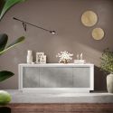 Buffet 207 cm 4 portes ANABELLA 2 BLANC BETON