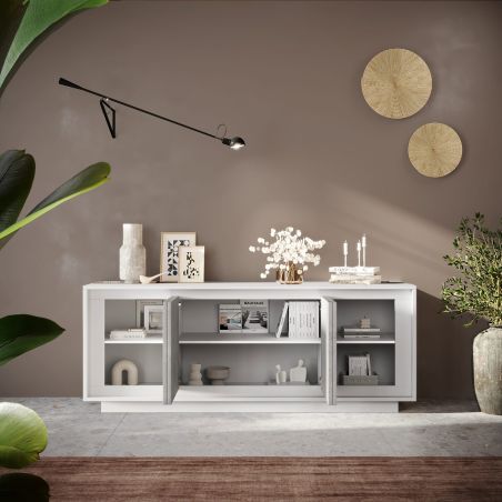 Buffet 207 cm 4 portes ANABELLA 2 BLANC BETON