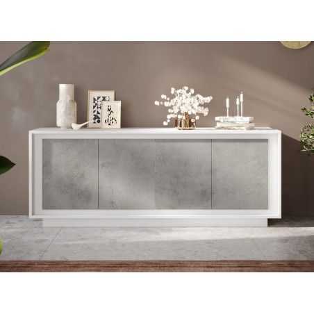 Buffet 207 cm 4 portes ANABELLA 2 BLANC BETON