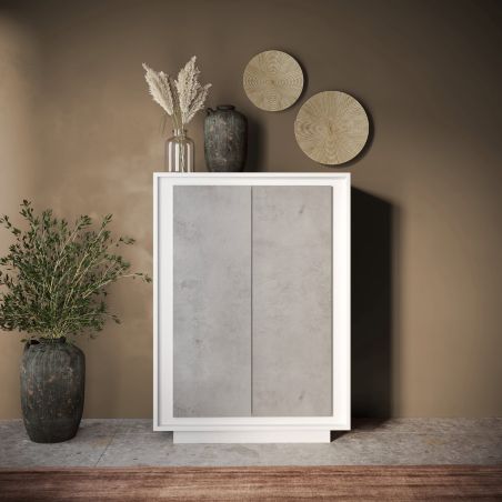 Buffet haut 2 portes ANABELLA 2 BLANC BETON
