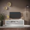 Meuble TV 2 portes 1 tiroir et 1 niche ANABELLA 2 BLANC BETON