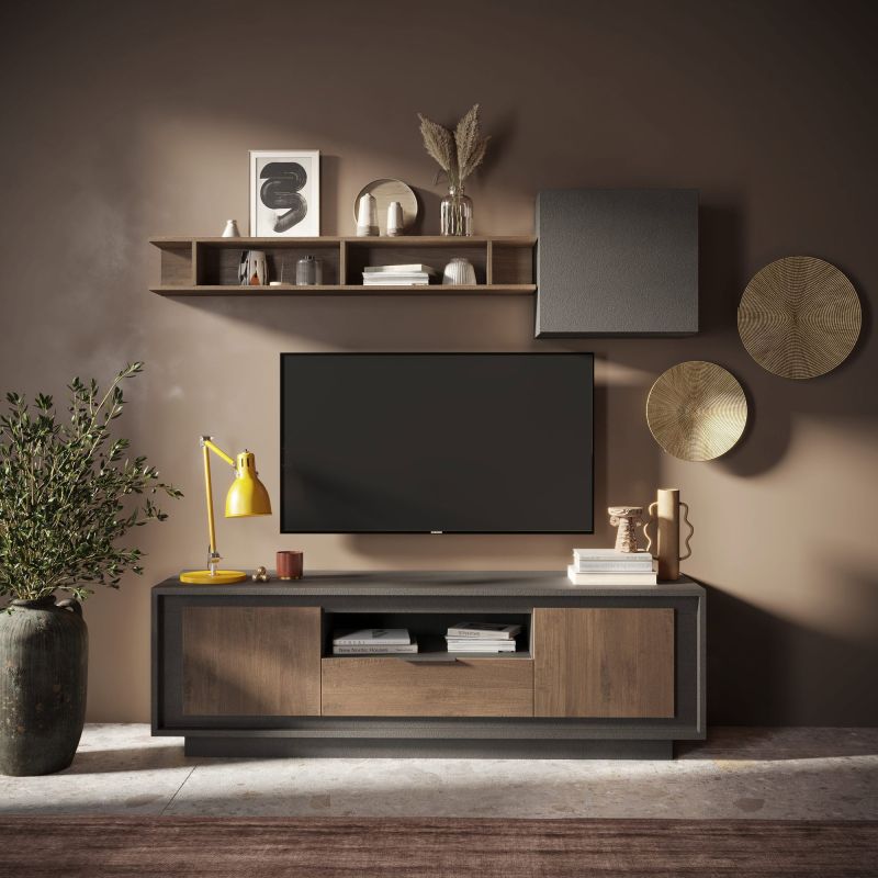 Meuble TV 2 portes 1 tiroir et 1 niche ANABELLA 2 LAVE MERCURE