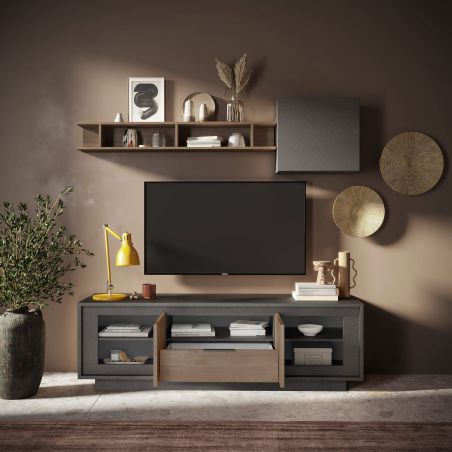 Meuble TV 2 portes 1 tiroir et 1 niche ANABELLA 2 LAVE MERCURE